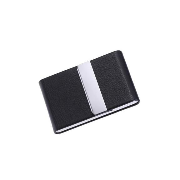 Card And Cigarette Case Black,Business Card Holder, Slim PU Leather & Stainless Steel Card Case Pocket for Men or Women, RFID Blocking Card Carrier with Magnetic Clasp