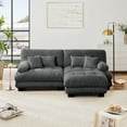thumbnail image 4 of KYLE & KAY 94"L Shape Sofa, Chenille 2 Seater Cloud Couch with 4 Soft Pillows, Upholstered Deep Seat Sofa Couch with Convertible Ottoman for Living Room, Apartment, Office, Gray, 4 of 7