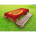 thumbnail image 1 of Leaf Outdoor Tablecloth, Artistic Design of Bodhi Tree Nature and Religion Yoga Meditation, Decorative Washable Fabric Picnic Tablecloth, 58 X 120 Inches, Vermilion Ruby and Marigold, by Ambesonne, 1 of 2