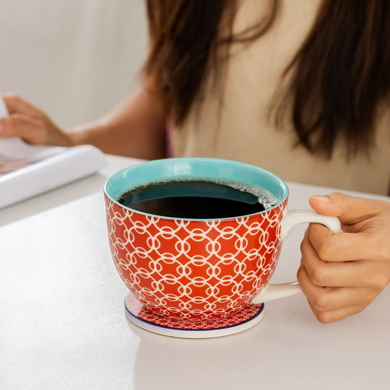 DOWAN Coffee Mug, 24 oz Large Coffee Mug with Coaster for Coffee