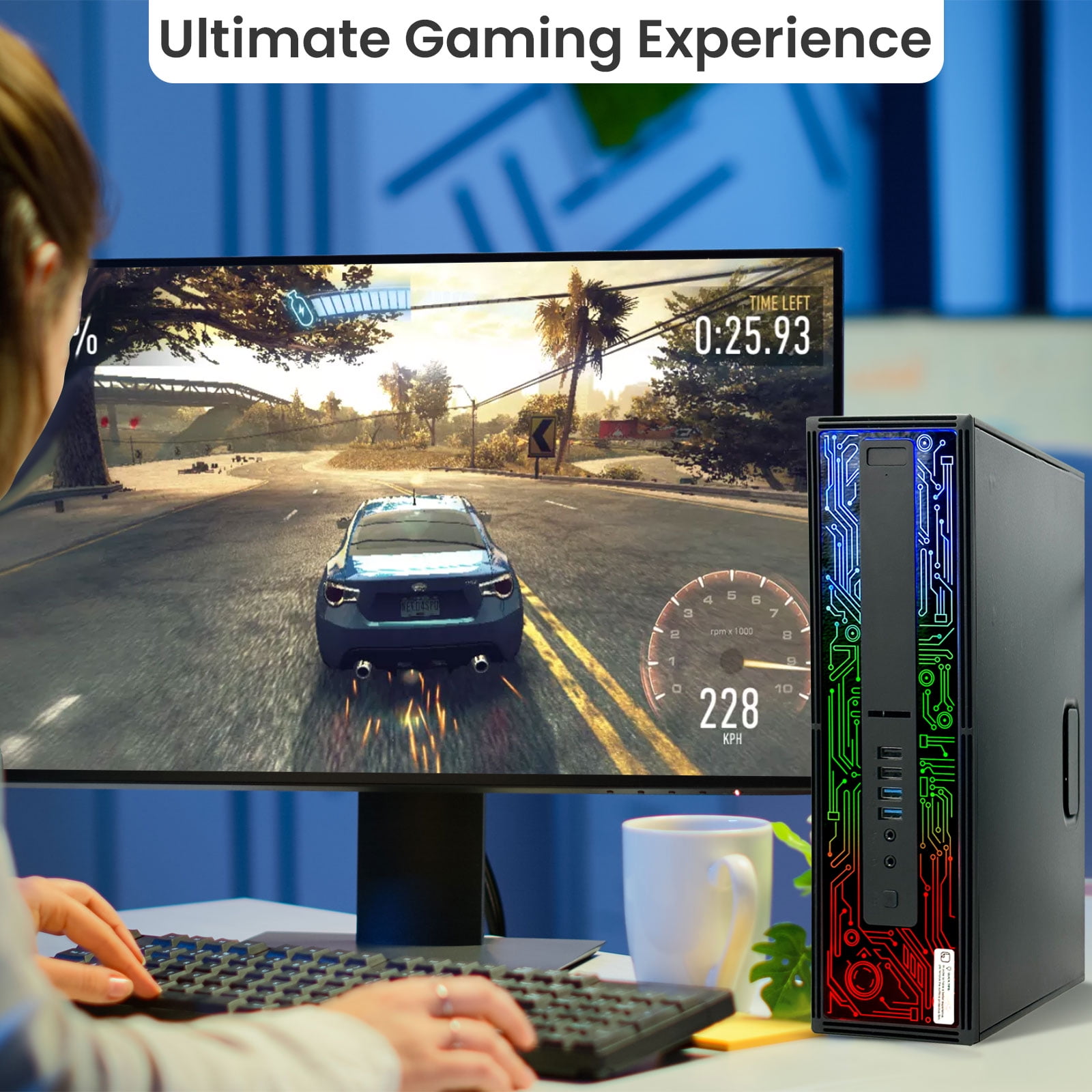 Restored HP ProDesk RGB Gaming PC i7-6700, 32GB Ram 1TB SSD 1TB HDD, AMD Radeon RX 500, BTO RGB Keyboard & Mouse, Windows 11 Professional