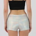 thumbnail image 3 of AherBiu Dancing Shorts for Women Shiny Low Rise Party Shorts Slim Bottom Short Leggings Clubwear, 3 of 7