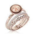thumbnail image 3 of Gorgeous Art nouvea 2.10 Carat Round Cut Morganite And Diamond Moissanite Engagement Ring, Boho Moissanite Wedding Ring, Two Matching Band in 10k Solid Rose Gold, Gift For Her, Promise Ring, 3 of 3