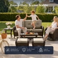 thumbnail image 3 of Unnifurnzi Outdoor Patio Furniture-All Weather Outdoor Wicker Sofa with Outdoor Ottoman 3 Seater Rattan Couch with Deep Seat for Deck Lawn Porch Balcony Poolside-Brown/Gray, 3 of 7
