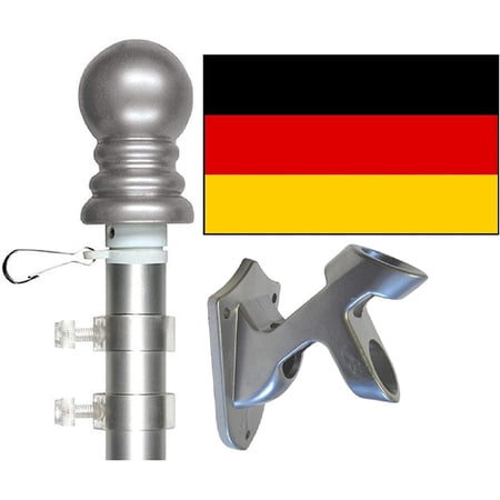 Germany 3x5 Flag and Flagpole Set, Also World Cup 3'x5' Flags and Flagpoles for Each of The 24 Women's 2019 Soccer Teams, Includes Flags, Poles, Brackets and Flag Lapel Pins German Flag & Pole Set