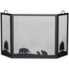 UniFlame Deluxe 3-Panel Black Wrought Iron Screen with Hunting Bear Scene