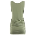 thumbnail image 3 of A2Y Women's Fitted Premium Fabric Side Ruched Sleeveless Top Light Sage L, 3 of 5
