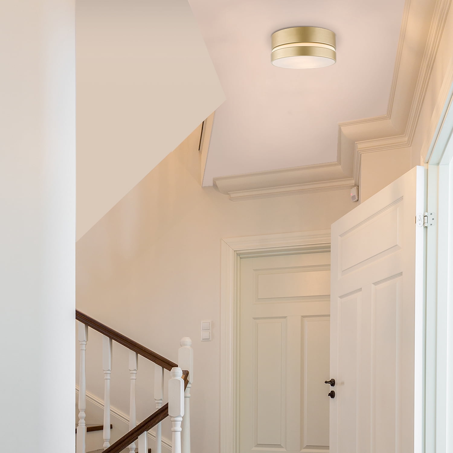 Novogratz x Globe Aurora 2-Light Soft Gold Flush Mount Ceiling Light with Inner Frosted Shade, 60754