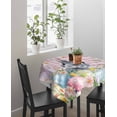 thumbnail image 4 of Easter Suqare Tablecloth - 60 x 60 Inch, Spring Rabbit Egg Botanical Flowers Leaf Pink Check Waterproof & StainResistant Tablecloth, Washable Oil-proof Table Cover for Dining/Party/Wedding/Buffet, 4 of 9