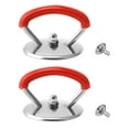 thumbnail image 3 of 2 tapas universales para ollas, reutilizables, resistentes al calor, de acero inoxidable, con pomo de agarre. Rojo, 3 of 8