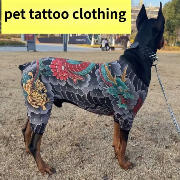 Pet tattooed clothing for cats and dogs, four-legged outfit suitable for all seasons, stylish, cool, and funny trendy apparel