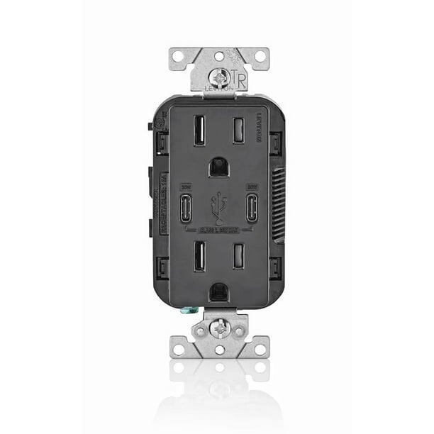 Leviton 005-T5635-00E Combinación Contacto Doble a Prueba de Manipulaciones y Contacto USB tipo C/C,