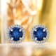 thumbnail image 2 of JeenMata Pendientes de Botón con Halo de Zafiro Azul de Talla Redonda de 1,25 Quilates con Piedra Natal de Septiembre en Oro Blanco de 18 K sobre Plata, 2 of 5
