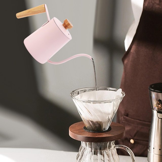 Bouilloire à Verser 350ml Col de Cygne pour Café Extérieur Rose