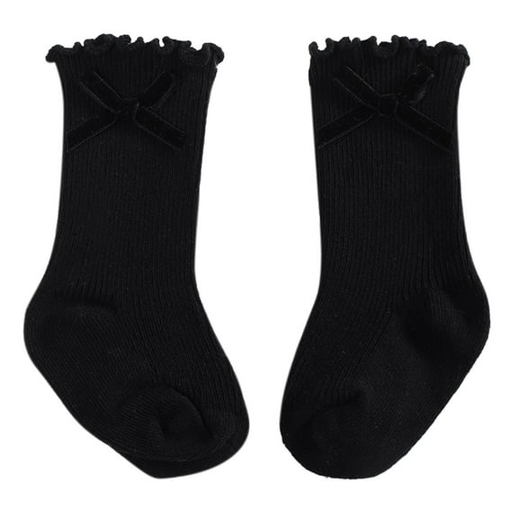 JAJAHO Baby Crew Socks Toddler Girls Cute Bowknot Solid Color Soft Lightweight Summer Breathable Ribbed Socks 0-5T Leisure Sock