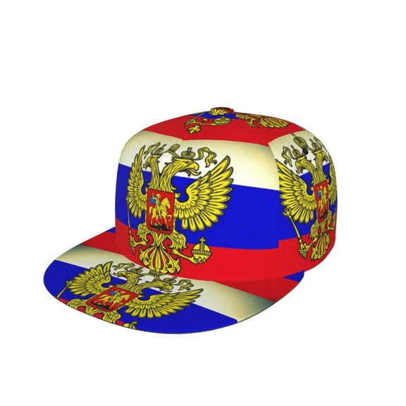 Russian Flag Flat Brim Trucker Cap Adjustable Snapback Hat For Men Women