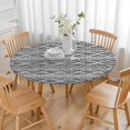 thumbnail image 3 of Black Geometric Triangle Diamond Pattern Round Fitted Tablecloth with Elastic Edge,Dining Table Cover Waterproof,Outdoor Round Tablecloth for Camping,Dining,Indoor and Outdoor, 3 of 7