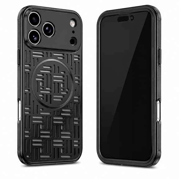ELEHOLD Electroplated Cooling Case for iPhone 17 Pro Max, Shockproof Slim Magnetic Protective Cover, Precision Camera Defense, Black