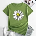 thumbnail image 3 of QHWAUAKFBN T Shirts For Women Trendy Graphic Cute Daisy Flower Print Cotton Round Neck Short Sleeves Tshirts Top, 3 of 3