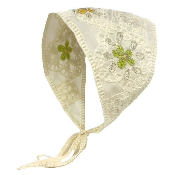 TELOLY Bandanas for Women,Bright Colors White Bandana,Sweet Style Lace Bandana,Style2