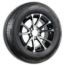 eCustomrim Radial Trailer Tire ST215/75R14 14" 5 Lug Avalanche Black Aluminum Rim
