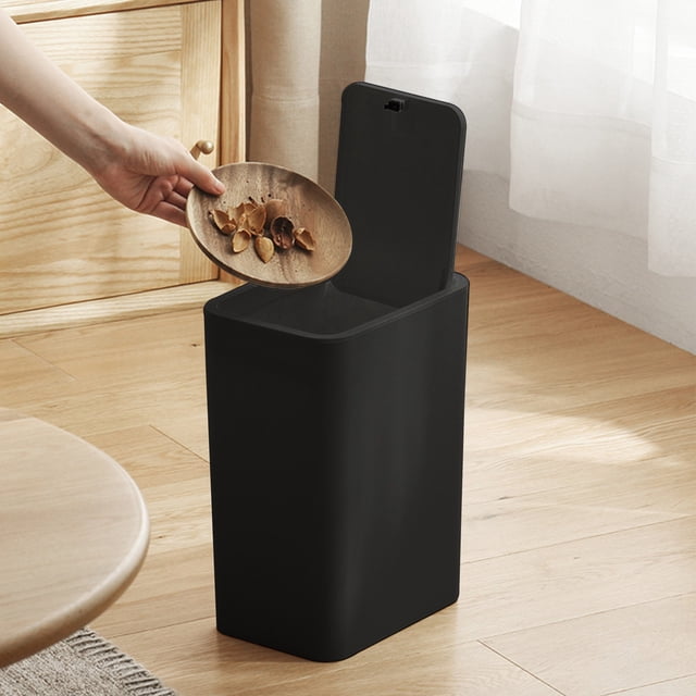 Dvkptbk Bathroom Trash Can with Lid, Small Garbage Can with Press Lid, Plastic Wastebasket with Popup Lid for Toilet, Office, Bedroom, Living Room Garbage Bin Cleaning Supplies