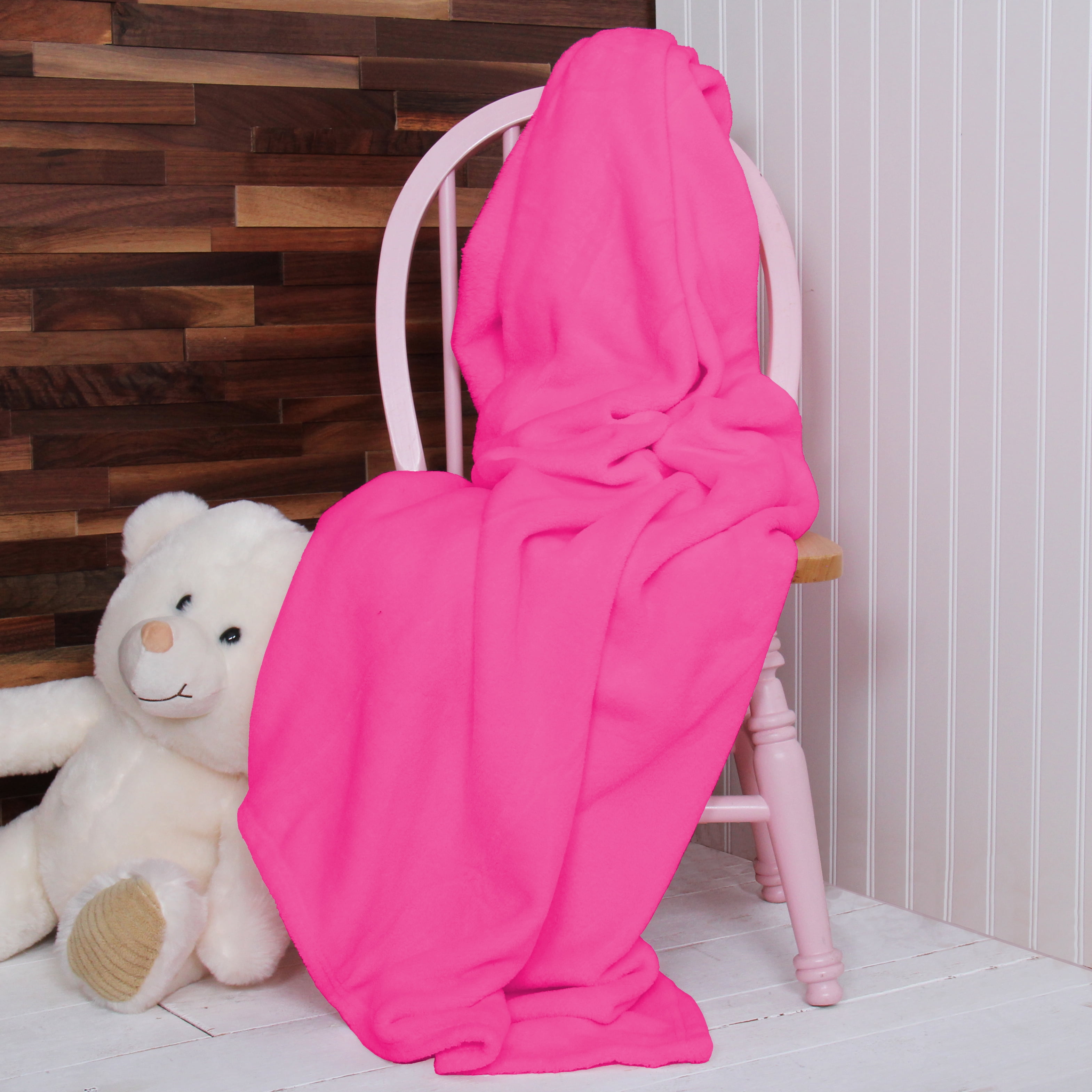 Threadart Super Soft Ultra Plush Fleece Throw Blankets 50"x60" | Fuzzy Soft Cozy Microfiber | Hot Pink | 11 Colors available