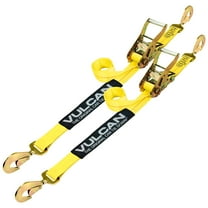VULCAN Car Tie Down - Twisted Snap Hooks - 2 inch x 96 inch - 2 Pack - Classic Yellow - 3300 Lbs SWL