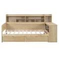 thumbnail image 4 of Harper & Bright Designs Wooden Twin Size Daybed with Storage Shelves, Multi-functional Bed with Two Storage Drawers and Study Desk, Natural, 4 of 12