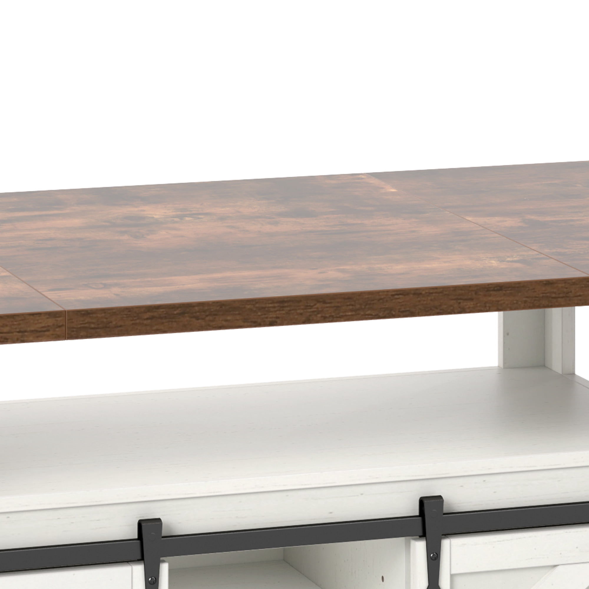 Uforic 70" Farmhouse Dining Table for 6-8 People, Rectangle Kitchen Table with Storage Rack, White