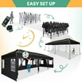 thumbnail image 2 of COBIZI 10x30 Pop Up Canopy Tent, Wedding Party Tent with 8 Sidewall One Push Setup Glow, 3 Adjustable Height Air Vent Waterproof UPF50+, Wheeled Bag, Sandbag, Stake, Rope for Commercial, Outdoor, 2 of 7
