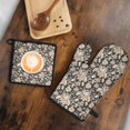 thumbnail image 5 of Pioneer Flower Floral Print Pattern Kitchen Oven Mitt and Pot Holder Sets 2 Pcs for Baking, Cooking and Grilling, Heat Resistant Up To 392 °F, 5 of 7