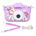 thumbnail image 1 of Cámara para niños, bonita cámara digital con doble lente, enfoque automático, fotografía, grabación de vídeo, juegos, música, juguete morado, 1 of 14