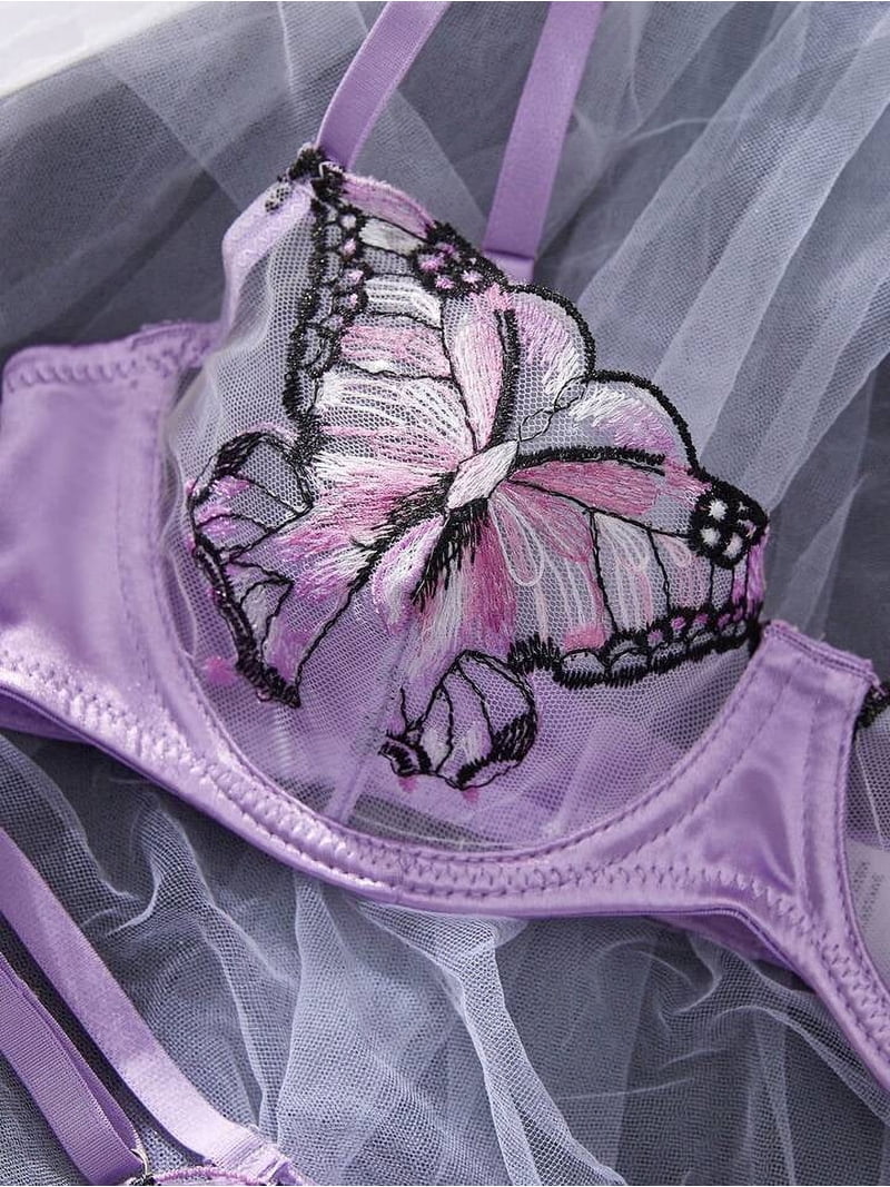Purple Lingerie Set Butterfly Embroidered Sexy Underwear - Walmart.com Purple Lingerie Set Butterfly Embroidered Sexy Underwear - Walmart.com