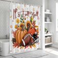 thumbnail image 6 of Pumpkin Football Fall Shower Curtain, Waterproof Shower Curtains for Bathroom, Thanksgiving Sunflower Maple Leaf Washable Fabric Bathtub Curtain Set Bath Decor with 12 Hooks Extra Long 72"x96", 6 of 8