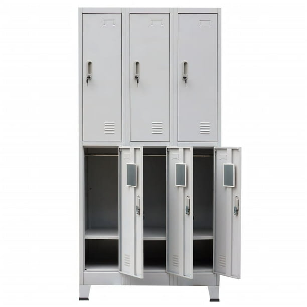 MECOLOR Petit casier vertical à un niveau avec cadenas 2 ou 3 compartiments  de rangement pour employé, maison, bureau, école, enfants (gris foncé,  P2V)… 