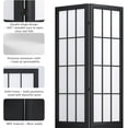 thumbnail image 3 of 5.6FT Room Divider and Folding Portable Partition Screen, Chinese Japanese Shoji Style for Room Separation - 4 Panel (Black), 3 of 18