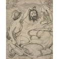 thumbnail image 2 of Ford Madox Brown 20x24 Gold Ornate Framed and Double Matted Museum Art Print Titled - David and Goliath, Cartoon for Stained Glass Window at Jesus College, Cambridge (1872), 2 of 4