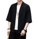 thumbnail image 1 of Chaquetas de kimono para hombre Cárdigan ligero casual mezclas de algodón lino siete mangas abrigo frontal abierto Outwear negro2xl oso de fresa Electrónica, 1 of 5