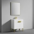 thumbnail image 2 of 30" Freestanding Bathroom Vanity with Sink & Mirror- Brush Gold Hardware - Matte White, 2 of 8