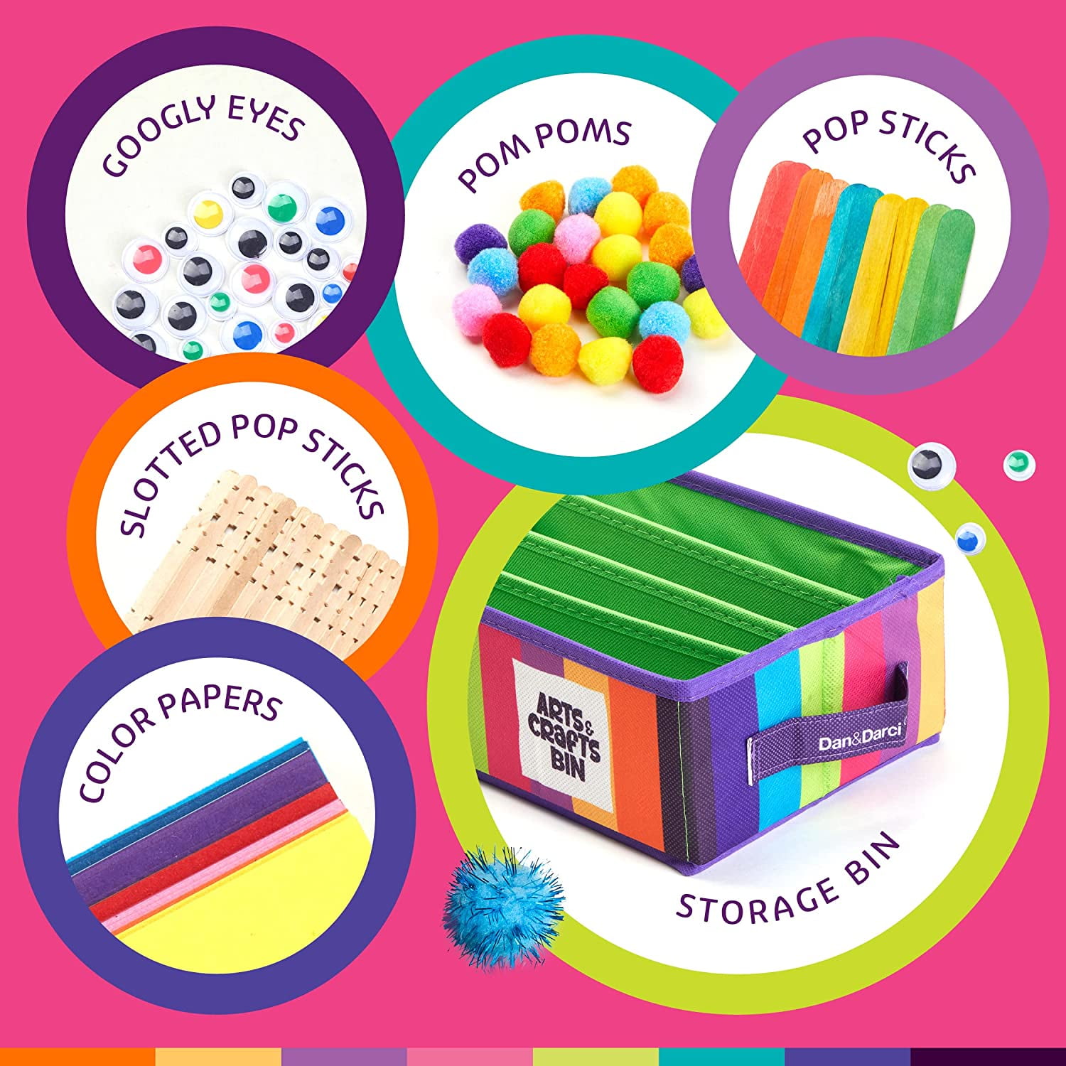 Dan & Darci Deluxe Kids Arts & Crafts Supplies Kit with Storage