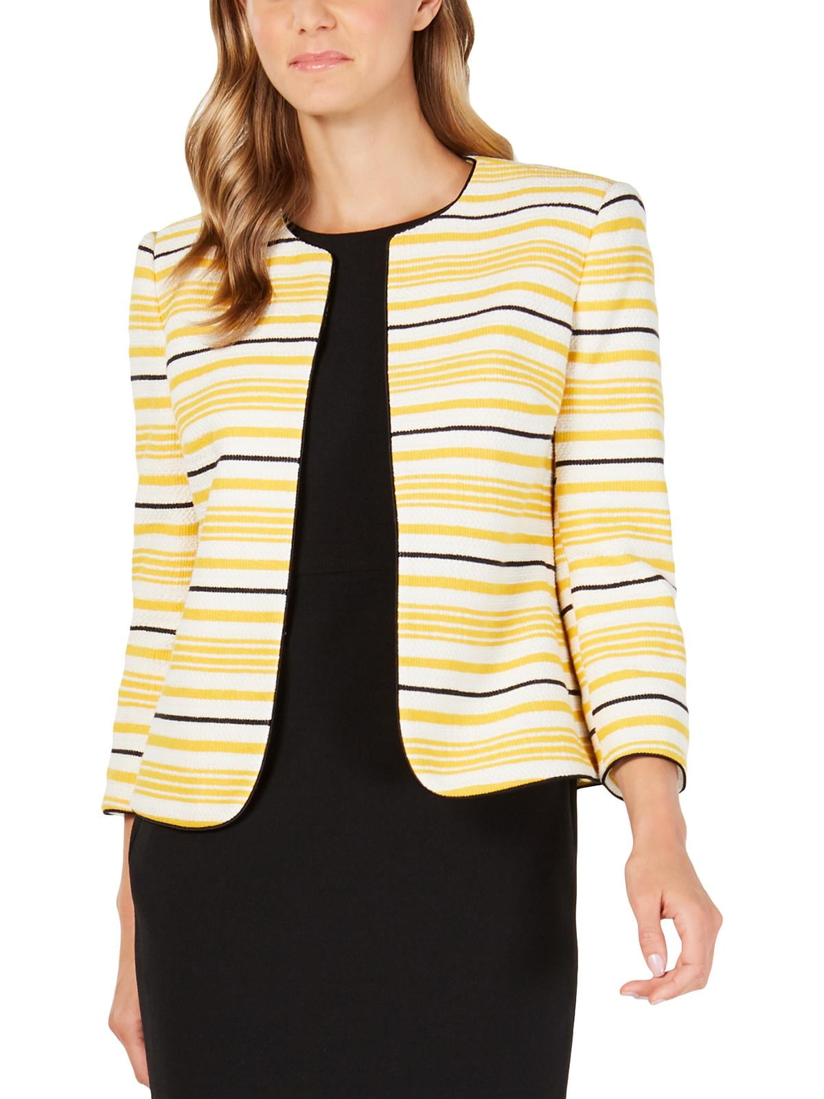 Anne Klein Womens Tweed Suit Separate Jacket Yellow 6