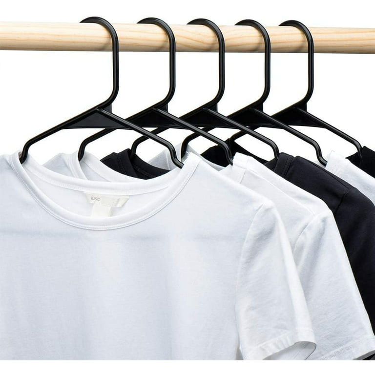 HOUSE DAY Black Plastic Hangers 60 Pack, Durable Clothes Hanger with Hooks,  Space Saving Hangers are Perfect for Use in Any Closet, Light-Weight