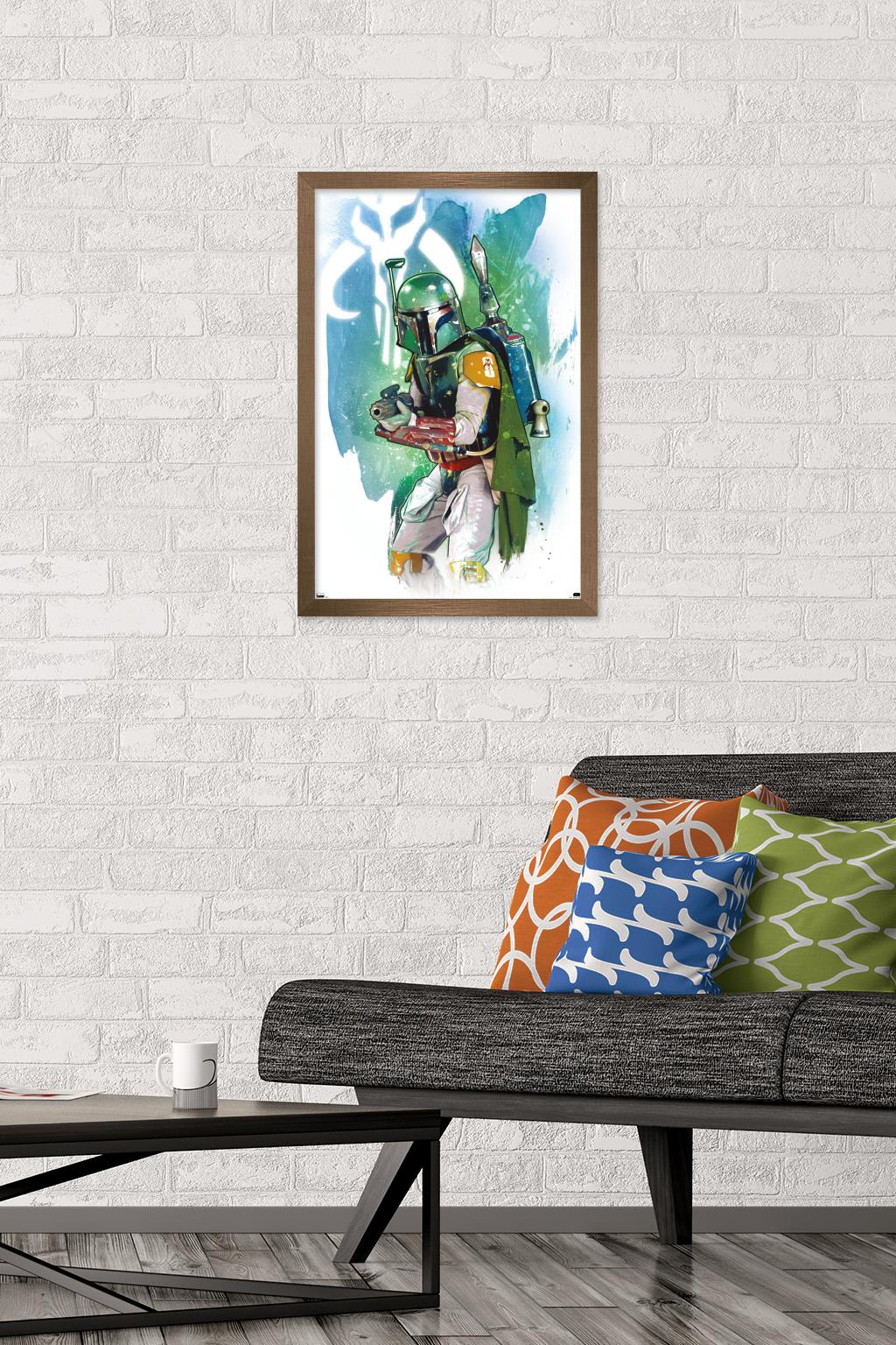 Star Wars: Saga - Boba Fett - Water Color Wall Poster, 14.725" x 22.375", Framed