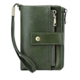 thumbnail image 2 of Cartera de cuero para mujer con bloqueo RFID, cartera para mujer, cartera multifuncional de tres pliegues, estilo corto, monedero vintage de gran capacidad, almacenamiento y organización, almacenamien, 2 of 6