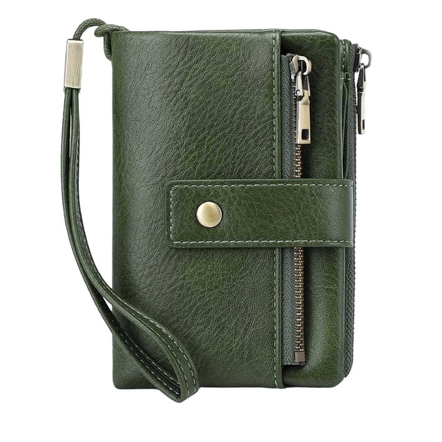 Mujeres Carteras Rfid Bloqueo, Rfid Bloqueo Cartera de Cuero 14x9.5cm Tres Veces Estilo Vintage con Moneda Bolso, Cartera de Tarjeta de Crédito