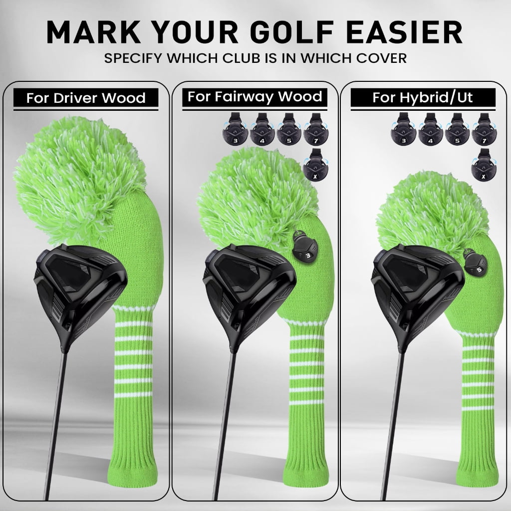 3Pcs Knitted Golfing Club Head Covers Golfing Club Accessories Knitted Golfing Driver Headcover Golfing Wood Head Covers