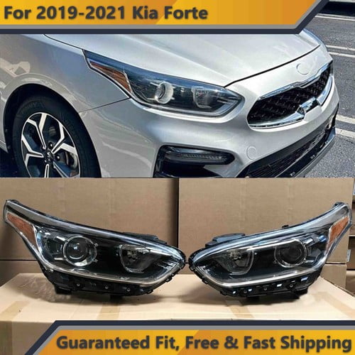 Headlight Assembly for 2019 2020 2021 Kia Forte Halogen no LED Left Right w/Bulb