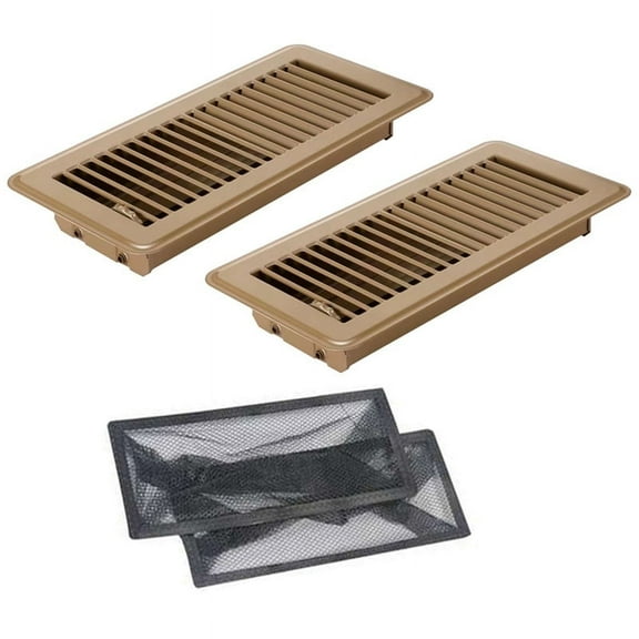 2pcs Floor Vent Covers with Air Vent Filter Mesh 2pcs,Heat Air Vent Covers Floor Vent Covers for Floor Registers Brown,2pack x floor vents floor registers 2 x filters,Brown