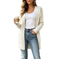 thumbnail image 3 of Diufon Cable Knit Cardigan Women Long Sleeve Cozy Chunky Knit Open Front Sweater with Pockets Going Out Fall Winter Long Jackets, 3 of 5